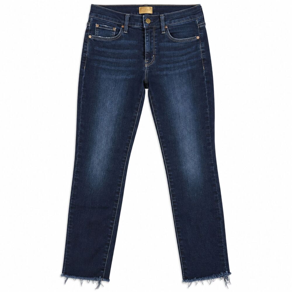 Mother The Looker Jeans Women's 26 Dark Wash Skinny Raw Hem Denim